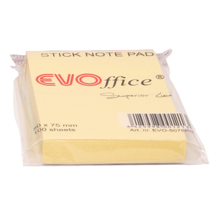 Notes adeziv EVOffice Superior Line, 100 file, Galben pastel