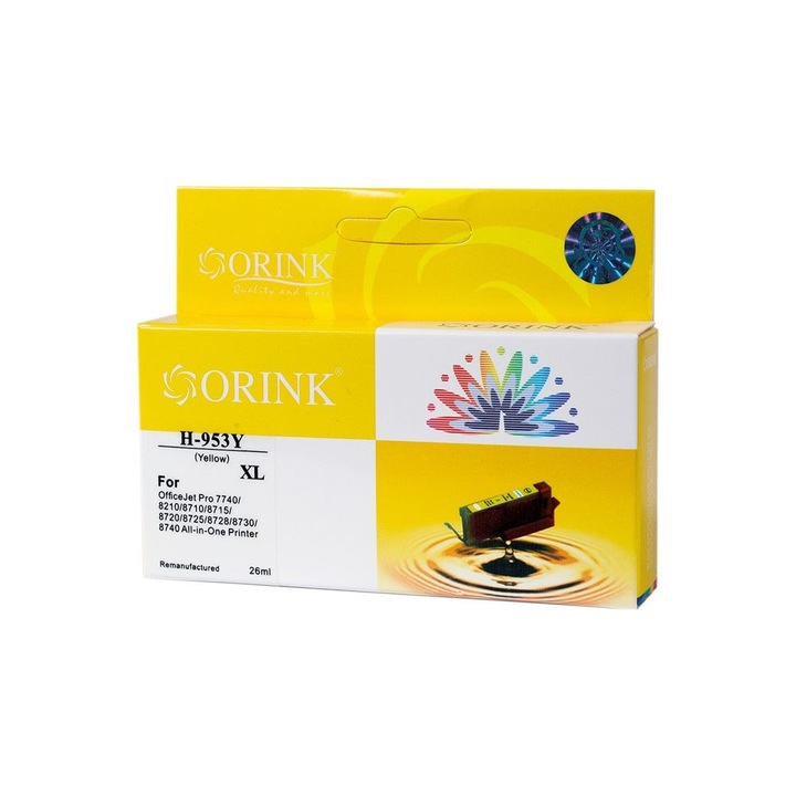 Cartus de cerneala, Orink, Compatibil cu HP 953XL/F6U18AE, Galben