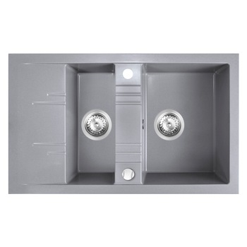 Chiuveta granit Ferro 2 cuve si picurator 79*48 gri Chiuveta granit Ferro 2 cuve si picurator 79*48 gri