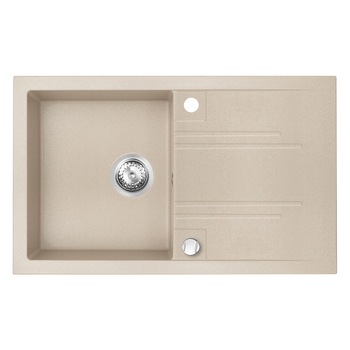 Chiuveta Bucatarie din GRANIT - FERRO Mezzo II Patrat - o cuva si picurator 78x48 cm, Nisip Bej Chiuveta Bucatarie din GRANIT - FERRO Mezzo II Patrat - o cuva si picurator 78x48 cm, Nisip Bej