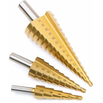 Set 3 Burghie In Trepte HSS Titan Pentru Metal,4-10mm 4-20mm 4-32mm Set 3 Burghie In Trepte HSS Titan Pentru Metal,4-10mm 4-20mm 4-32mm