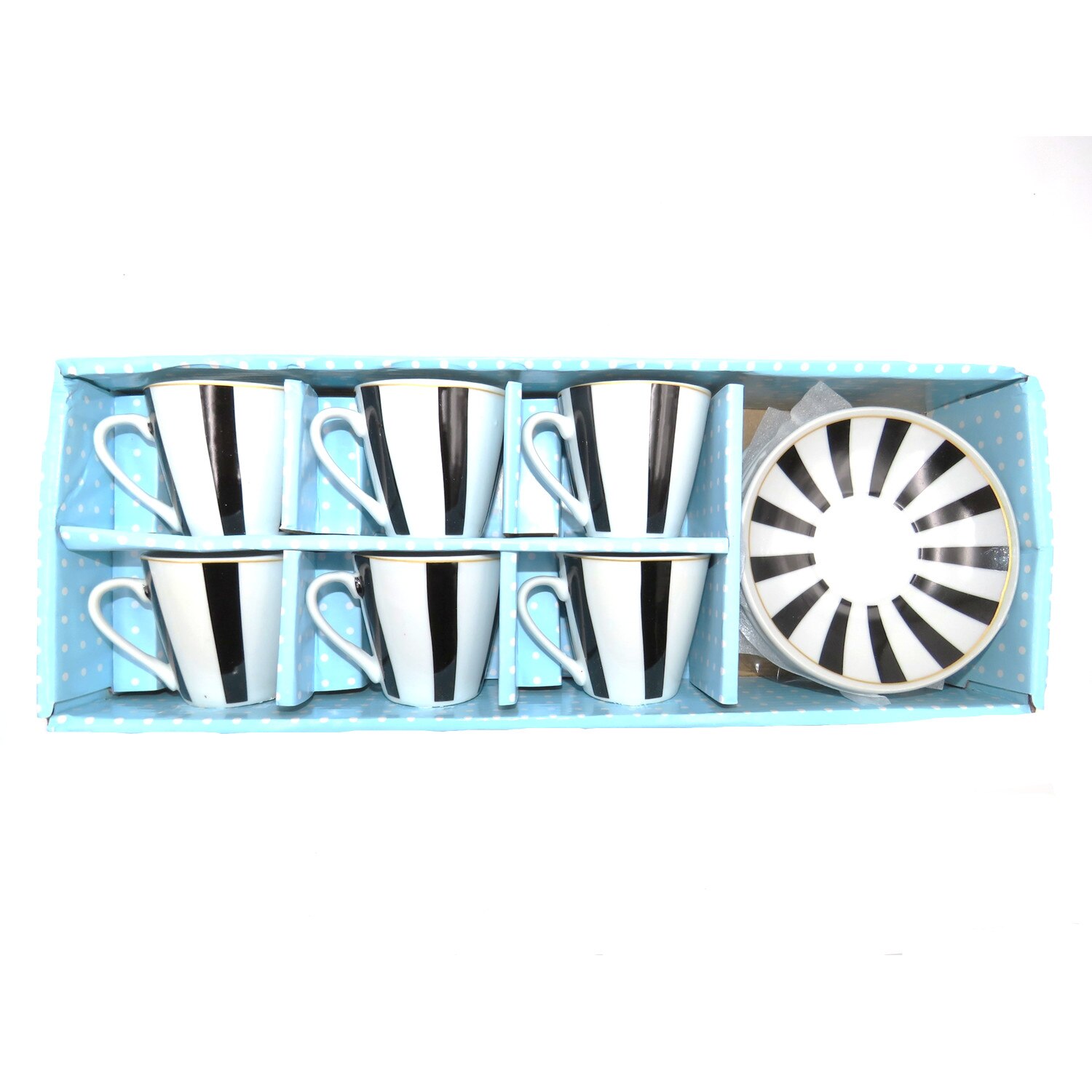 Set 6 cesti, dungi negre, 5 cm