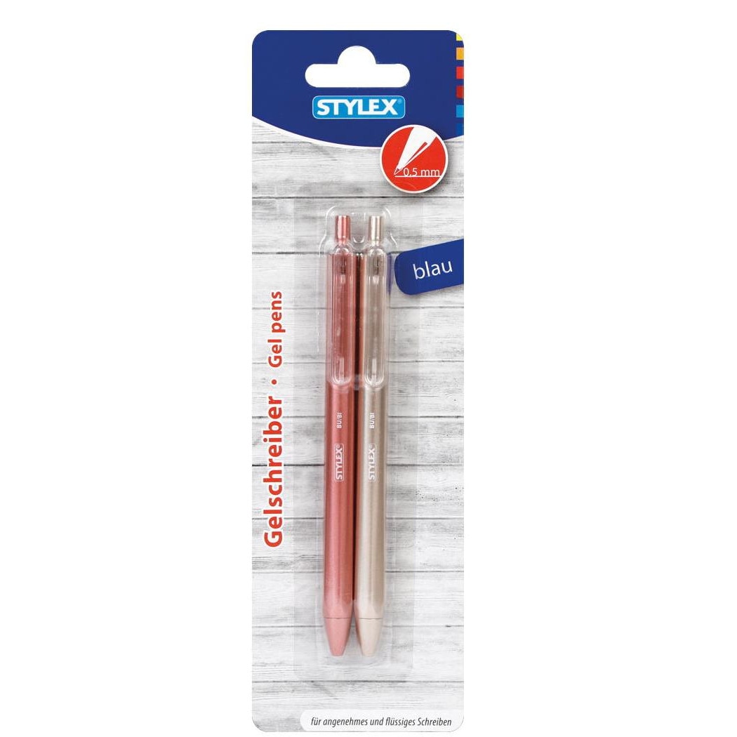 Set 2 pixuri cu gel Stylex rose si gold cu rezerva albastra