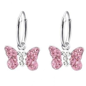 Cercei din Argint 925 pentru copii, model FLUTURI CRYSTALS, inclus cutie bijuterii Cercei din Argint 925 pentru copii, model FLUTURI CRYSTALS, inclus cutie bijuterii
