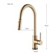Baterie bucatarie aurie, profesionala, cu senzor de pornire la atingere, cu dus extractibil si pipa flexibila, 2 functii de curgere a apei, cu touch control