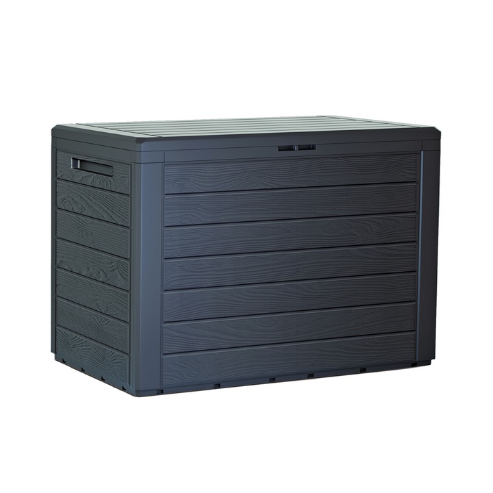 Кутия за съхранение, покритие за имитация на дърво - "Woodebox", кафяв земен нюанс, 190 литра, см 78 x 43.8 x 55.5h