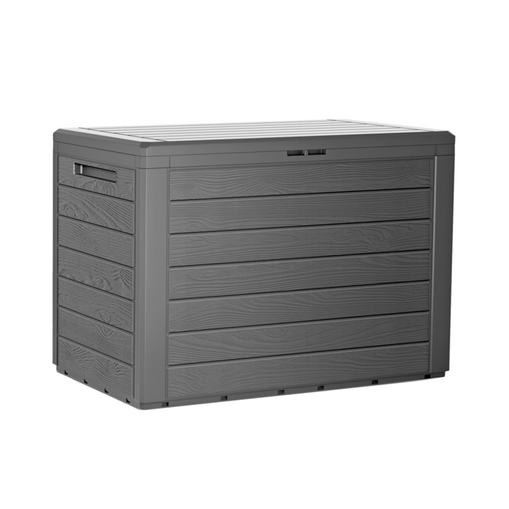 Кутия за съхранение, имитация на дървесина - "Woodebox", антрацитово сиво, 190 литра, cm 78 x 43.8 x 55.5h