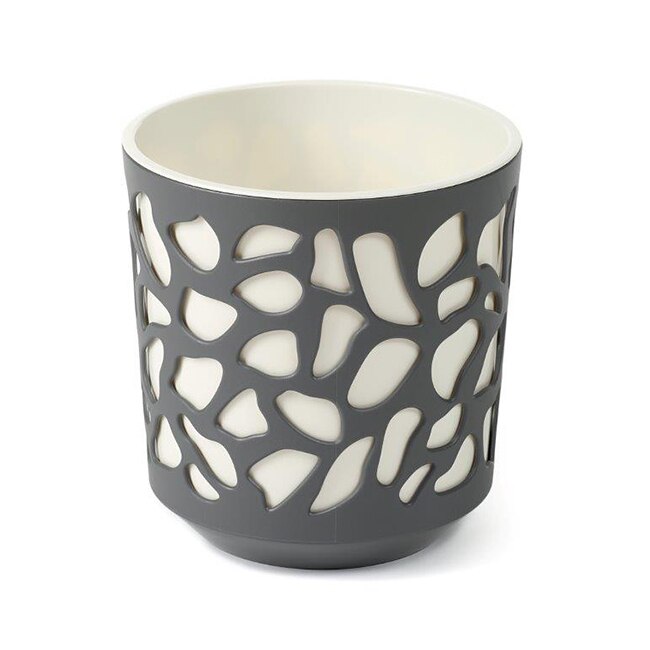 Ghiveci decorativ Lamela, Duet, Ø25.5xH27 cm, antracit/crem