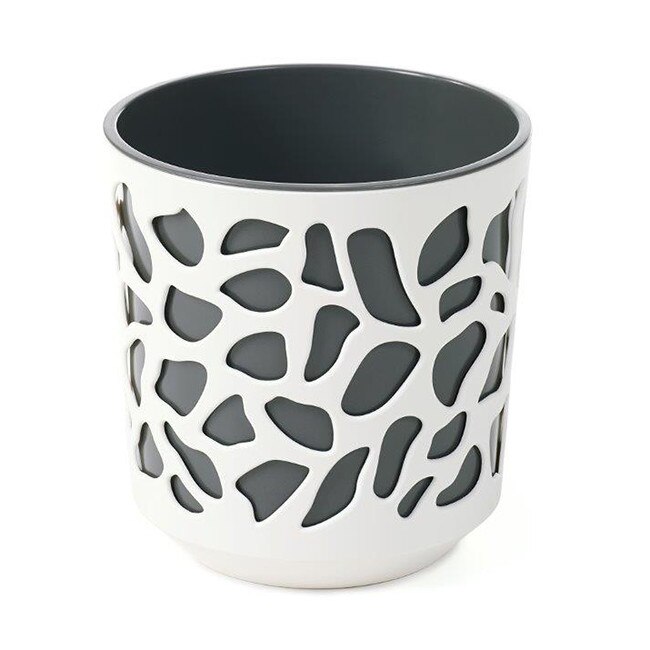 Ghiveci decorativ Lamela, Duet, Ø19.5xH20 cm, crem/antracit