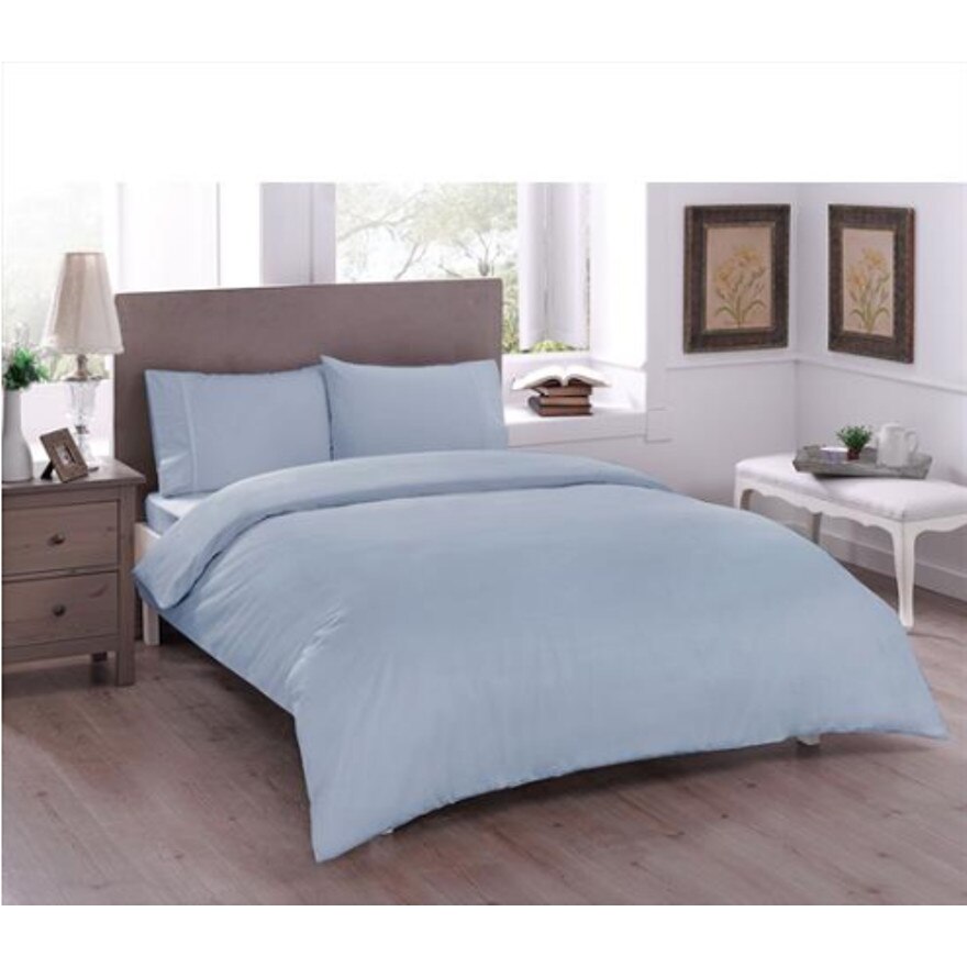 Lenjerie de pat dublu bumbac 100% ranforce, 4 piese, TAC, Basic Mavi