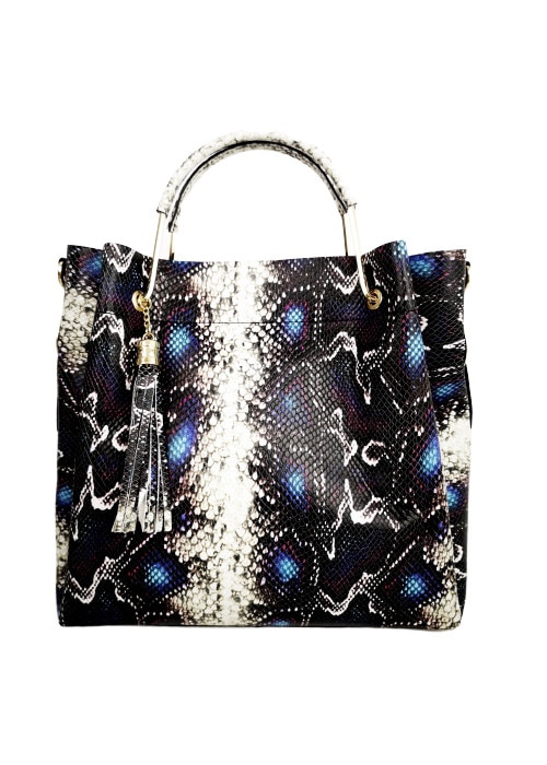 Geanta cu etui detasabil, Emanuel, Albertina, Imprimeu sarpe, piele naturala, 35 x 30 x 14 cm