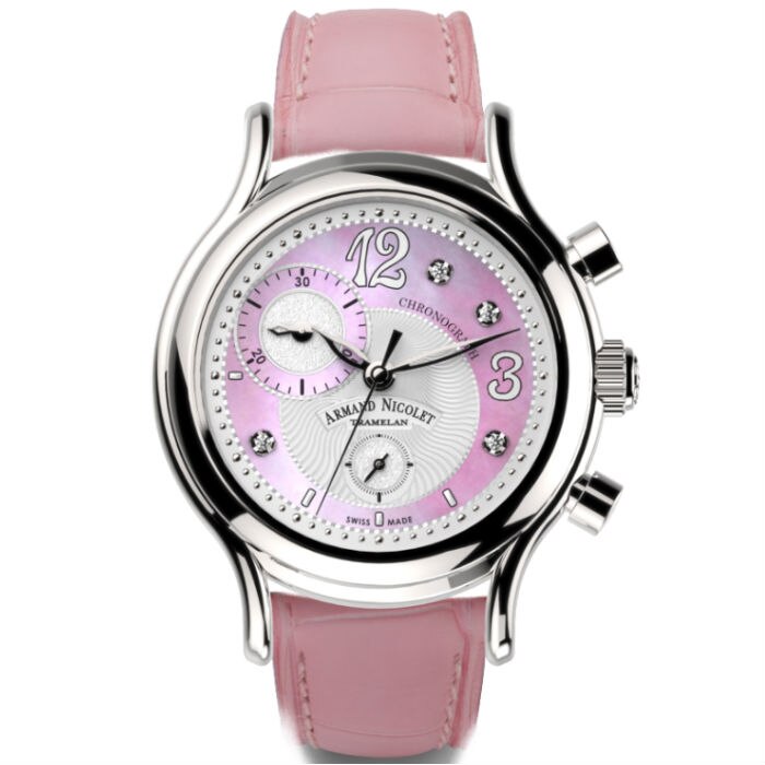 Ceas dama ARMAND NICOLET A884AAA-AS-P882RS8, quartz, Swiss Made, cronograf, 4 diamante
