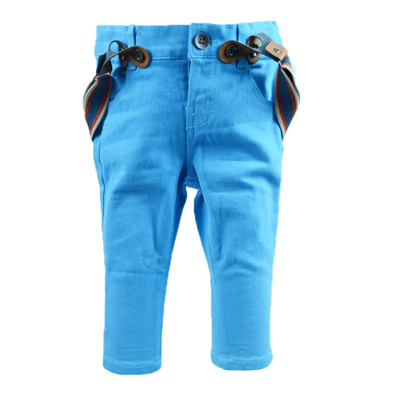 Pantaloni casual din bumbac, baieti, Vitamins, cu bretele, Albastru, Albastru
