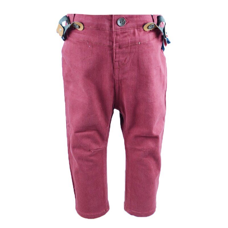 Pantaloni casual din bumbac, baieti, Vitamins, cu bretele, Visiniu, Visiniu