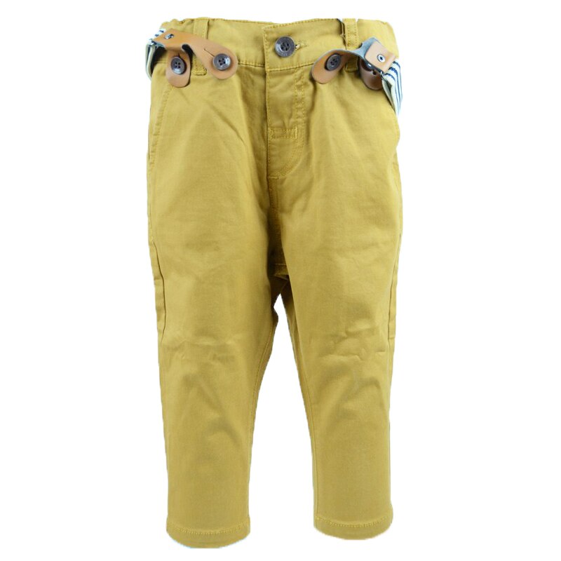 Pantaloni casual, baieti, Vitamins, cu bretele, uni, Maro