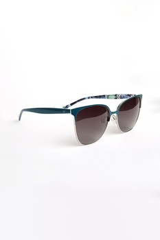 Ana Hickmann, Ochelari de soare clubmaster cu logo discret, Turcoaz, 58-16-150 Standard Ana Hickmann, Ochelari de soare clubmaster cu logo discret, Turcoaz, 58-16-150 Standard