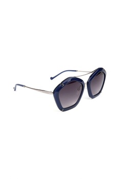 Ana Hickmann, Ochelari de soare hexagonali cu lentile in degrade, Albastru inchis, 56-20-145 Standard Ana Hickmann, Ochelari de soare hexagonali cu lentile in degrade, Albastru inchis, 56-20-145 Standard