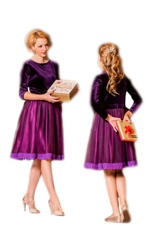 Set 2 rochii Mama & Fiica, FamilyFashion, Mama 40, Fiica 2-3 ani, Katia, Mov Set 2 rochii Mama & Fiica, FamilyFashion, Mama 40, Fiica 2-3 ani, Katia, Mov