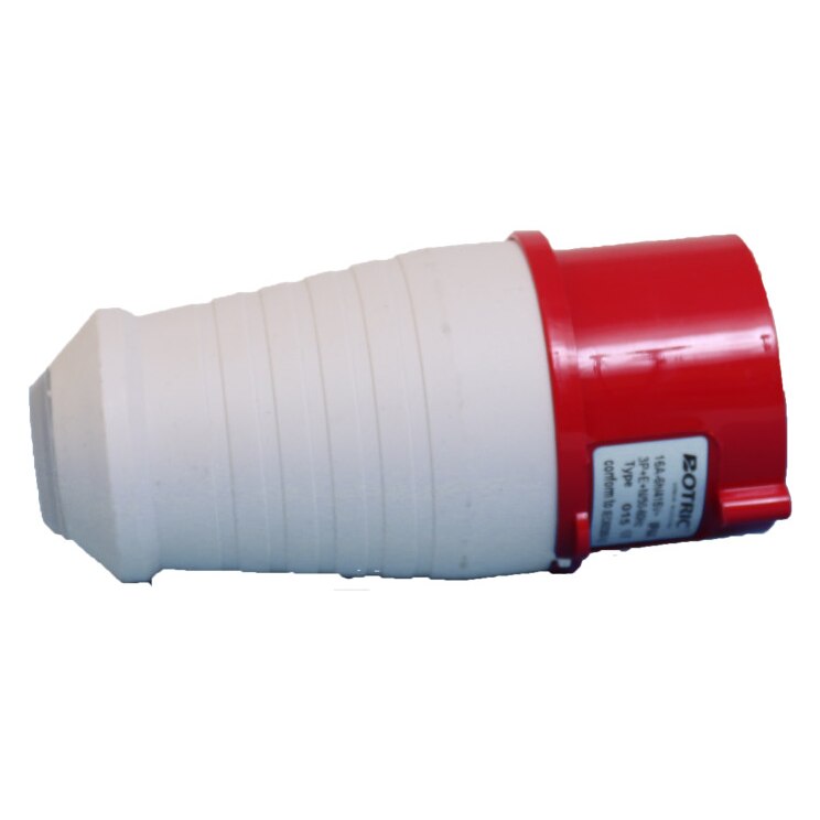 Stecher industrial trifazic, 5poli, 32A, IP44, Alb/Rosu