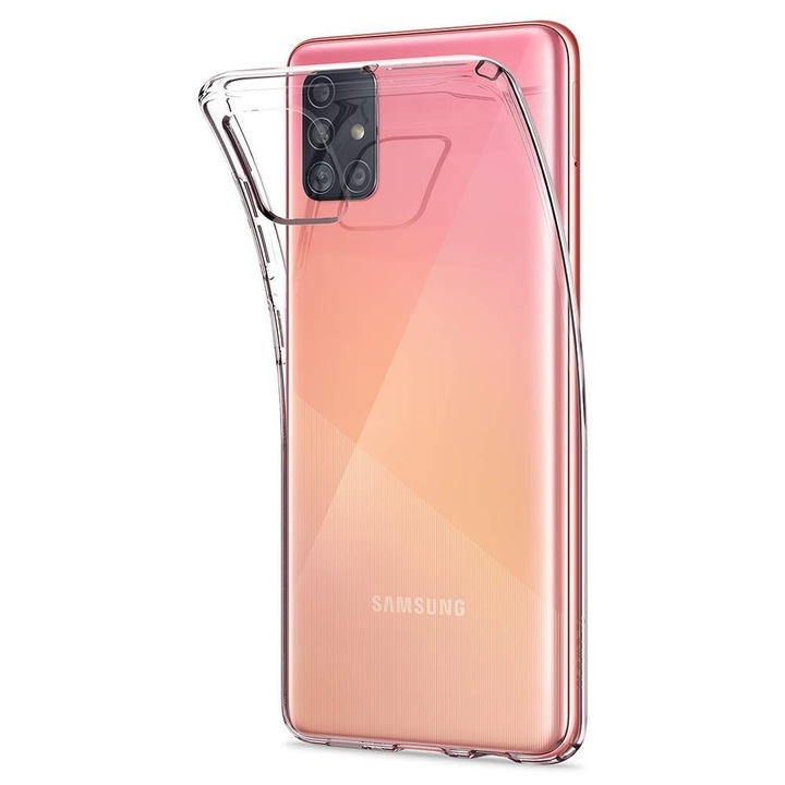 Удароустойчив, силиконов кейс Spigen Liquid Crystal за Samsung Galaxy A71 - кристално прозрачен