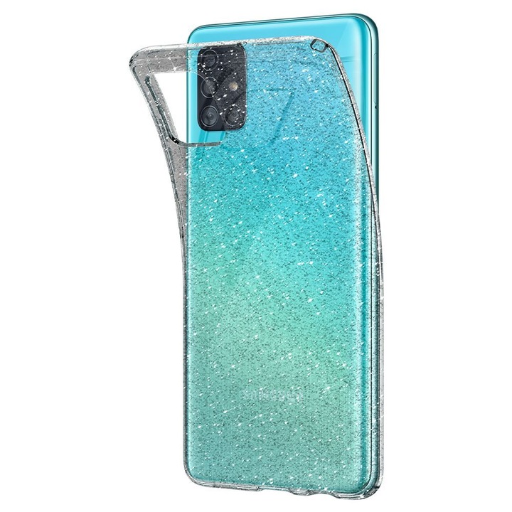 Удароустойчив, силиконов кейс Spigen Liquid Crystal за Samsung Galaxy A71 GLITTER CRYSTAL