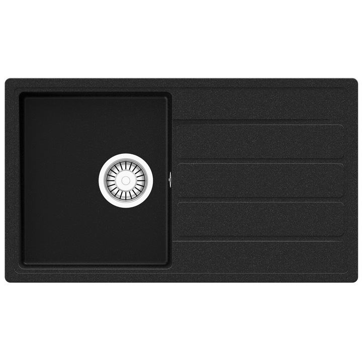 Chiuveta tegranit Teka Comfor 45 B-TG, 760x440mm, reversibila, Schwarz Metallic