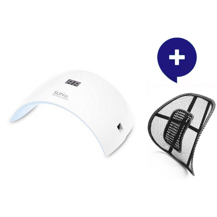 Комплект UV лампа за маникюр Sun 9S Plus s 15 LED диода + Анатомична облегалка Lumbar Support + комфорт