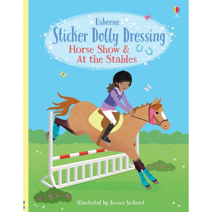 Детска книга, Usborne, стикер Dolly Dressing Horse Show & At the Stables, 5+ години