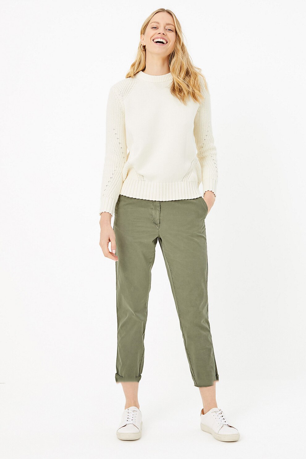 Marks & Spencer, Pantaloni chino cu croiala conica, Kaki