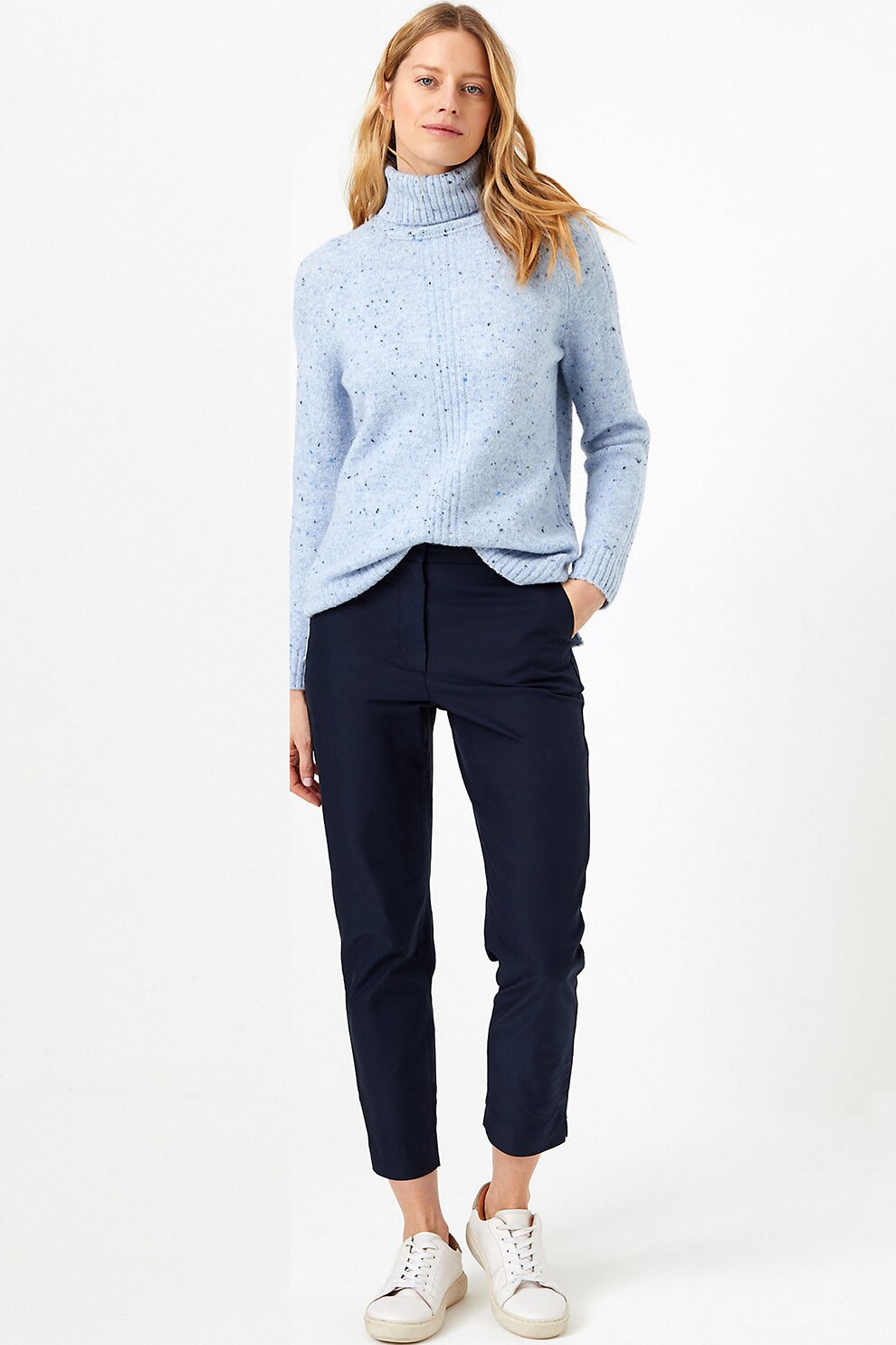 Marks & Spencer, Pantaloni chino cu croiala dreapta, Bleumarin inchis