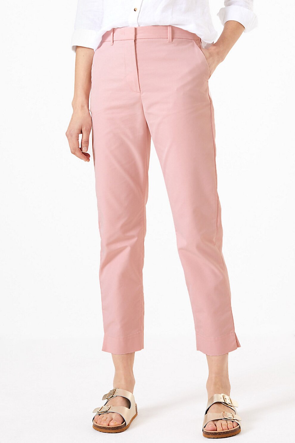 Marks & Spencer, Pantaloni chino cu croiala dreapta, Roz pastel