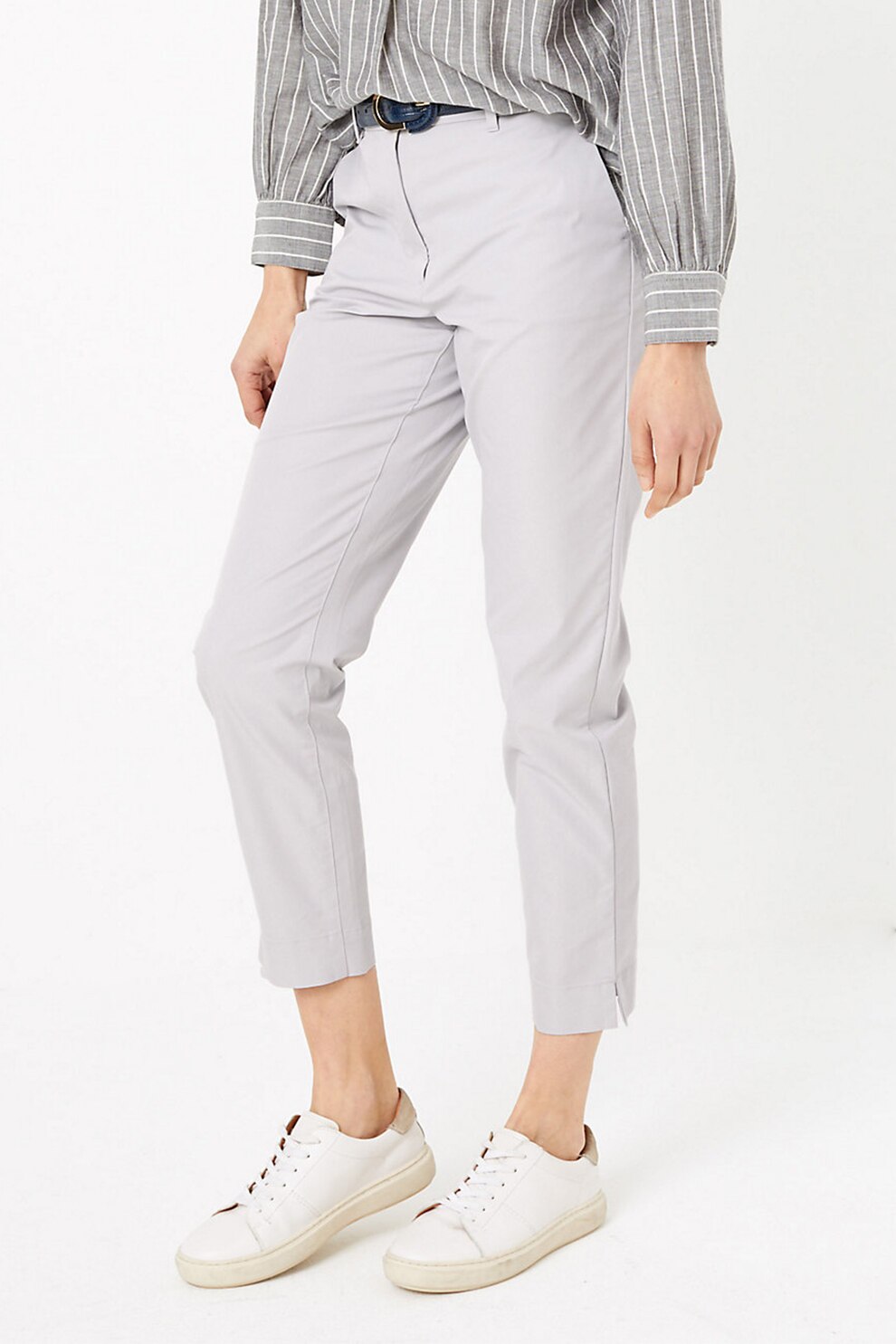 Marks & Spencer, Pantaloni chino cu croiala dreapta, Gri deschis
