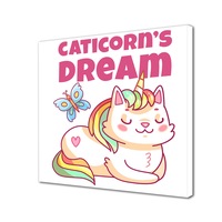 Tablou Canvas pentru Copii, Premium, Art Kids, Pisica cu Corn, 40 x 40 cm