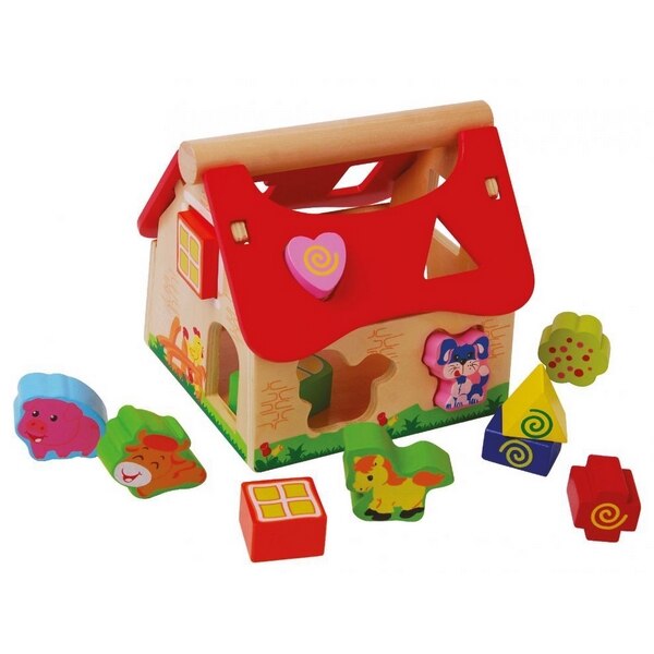 Casuta din lemn si cuburi 2044 ecotoys