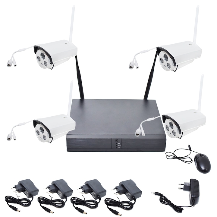 Wireless NVR Kit – 4 csatornás, digitális kamerarendszer, 4 HD kamerával, Cloud funkcióval
