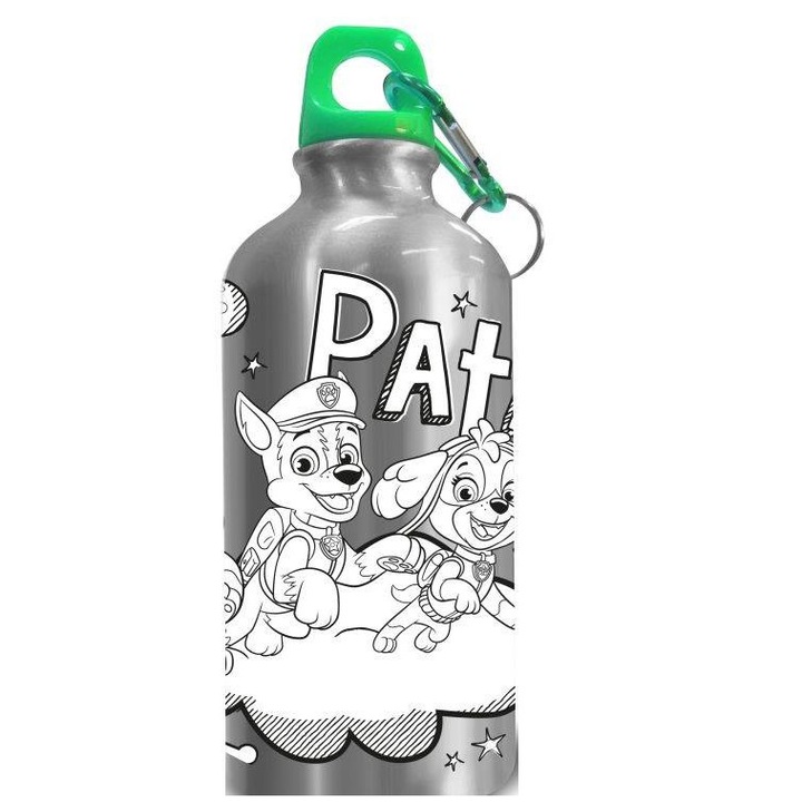 Sticla apa aluminiu de colorat Paw Patrol 500 ml Gri 0.50000000 l