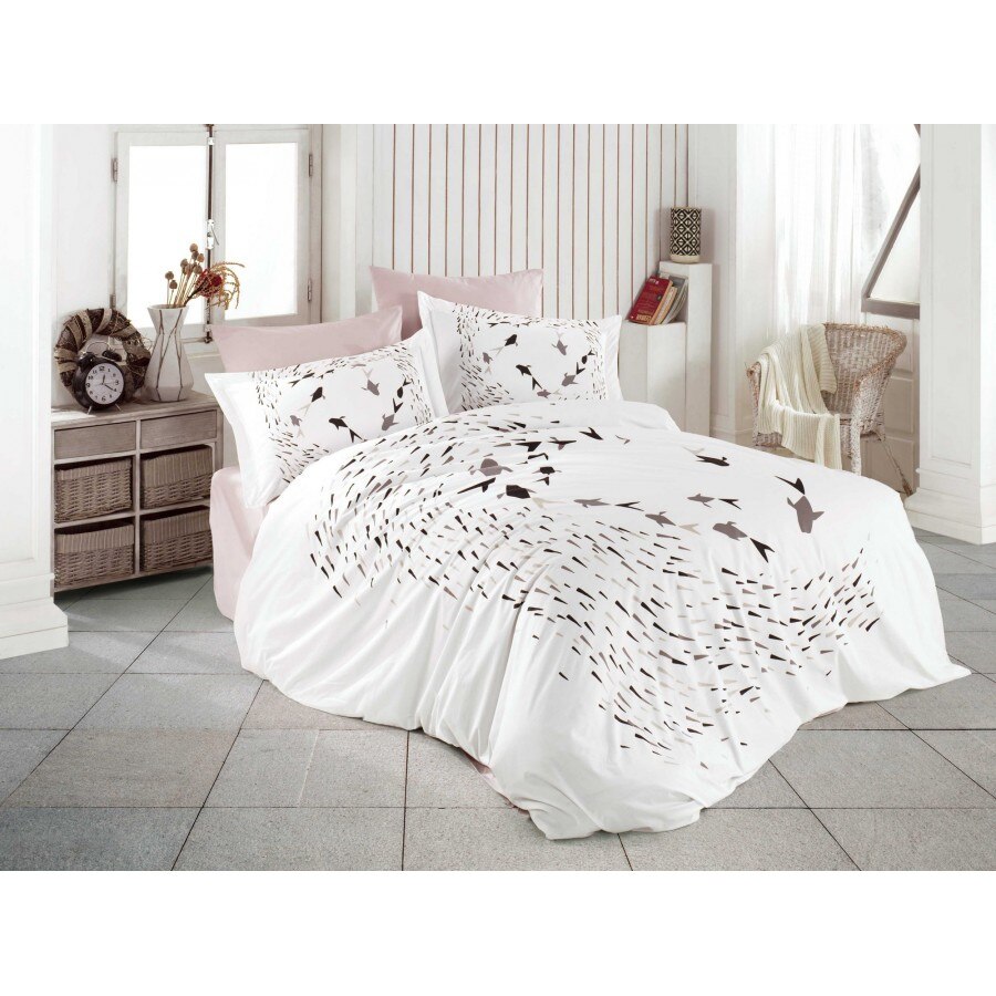 Lenjerie de pat dublu bumbac 100% poplin, 4 piese, Hobby Home, Delfina Beige