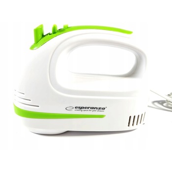 Mixer de Mana Esperanza, Putere 400 W, 5 Trepte de Viteza, Functie Turbo, Accesorii Incluse, Alimentare 220 - 240 V, Design Ergonomic, Alb&Verde Mixer de Mana Esperanza, Putere 400 W, 5 Trepte de Viteza, Functie Turbo, Accesorii Incluse, Alimentare 220 - 240 V, Design Ergonomic, Alb&Verde