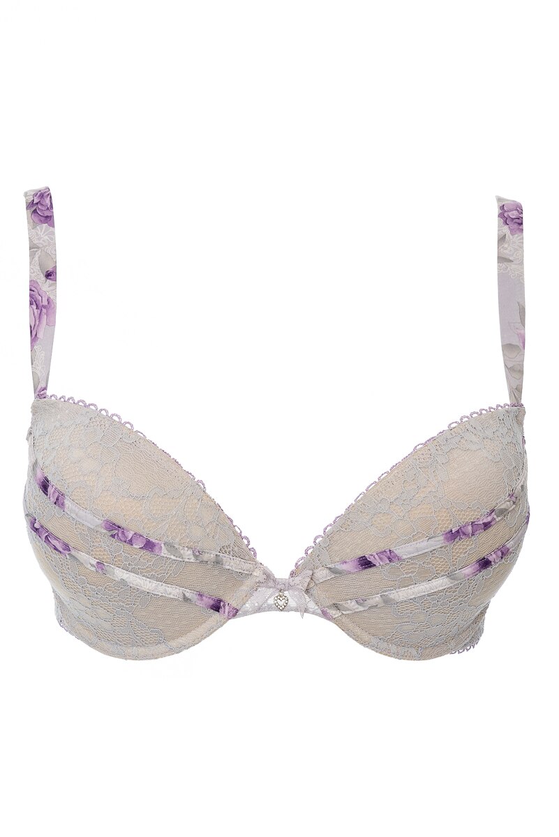 Sutien din dantela, cu burete subtire gradual, Intimamoda 5674, Lila