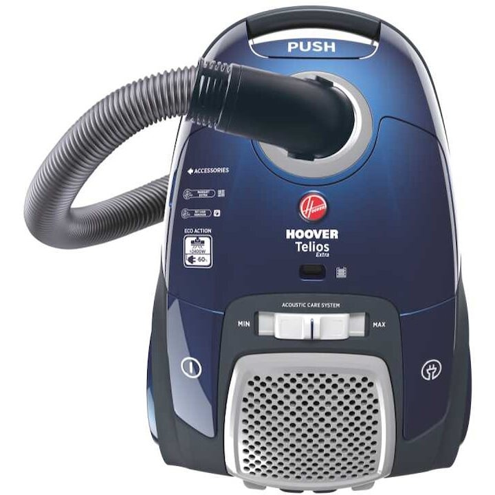 Aspirator cu sac Hoover TX50PET 011 Telios Extra, 7 accesorii, 550 W, 3.5 l, Albastru