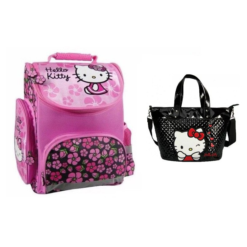 Set Ghiozdan scoala, hello kitty, sac incaltaminte, multicolor