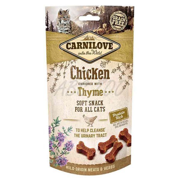 Recompense pentru pisici Carnilove Semi-Moist, Pui si Cimbru, 6 x 50g