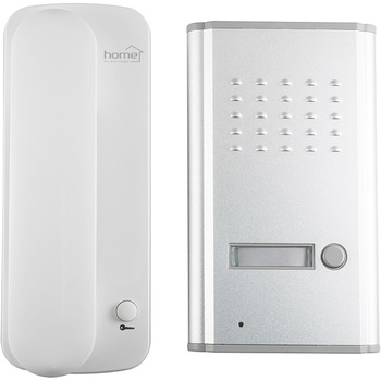 Interfon de poarta cu fir Home , Unitate exterioara metalica , Codificare digitala , Alimentare 230 V - 50 Hz , Usor de pus in functiune , Culoare Alb Interfon de poarta cu fir Home , Unitate exterioara metalica , Codificare digitala , Alimentare 230 V - 50 Hz , Usor de pus in functiune , Culoare Alb