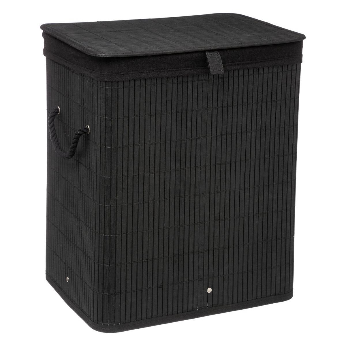 Cos de rufe BAMBOU cu 2 compartimente, culoare neagra