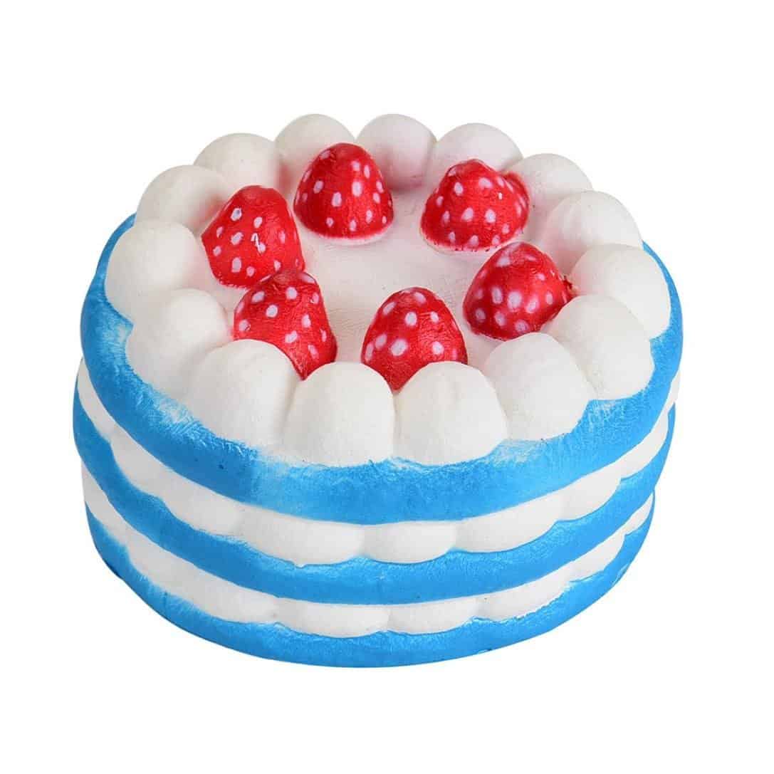 Jucarie SQUISHY tort cu capsuni, revenire lenta, Albastru, 12cm, Urban Trends ®