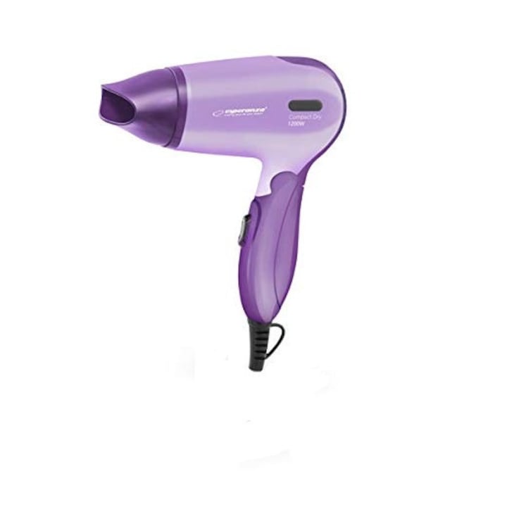 Uscator de Par Esperanza, Putere 1200 W, 2 Setari pentru Temperatura & Flux de Aer, Maner Pliabil, Ideal pentru calatorii, Design Ergonomic, Roz&Mov
