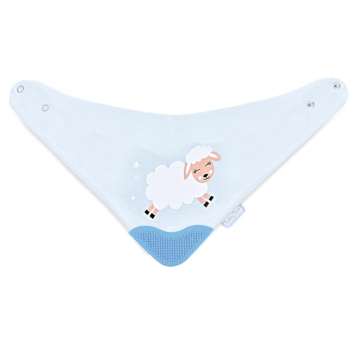 Baveta triunghi cu accesoriu dentitie BabyJem Cowboy Bib Blue