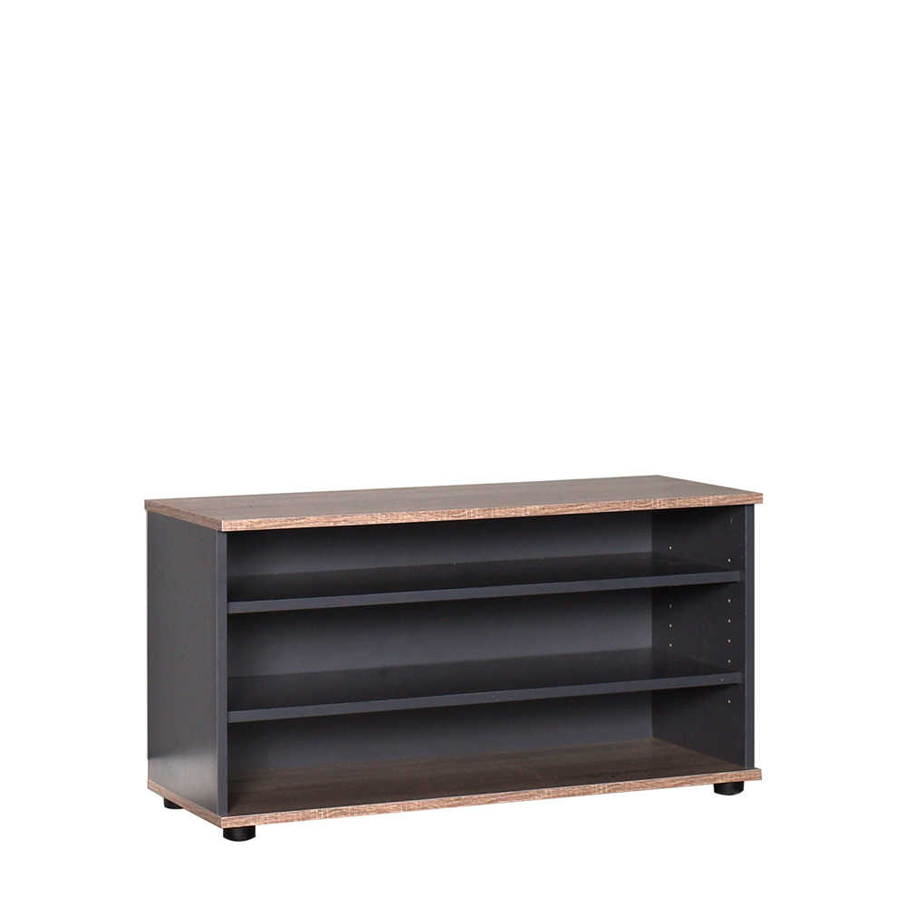 Comoda TV Adore Flat Line, 3 rafturi, Latte, Antracit, 90x48x35 cm