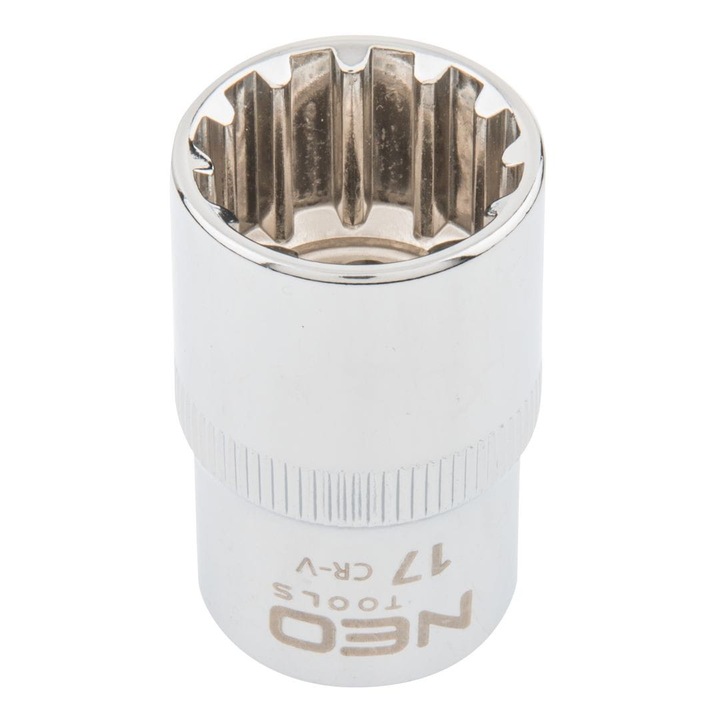 Cheie sferica tubulara Neo 08-589, 1/2 ", 17 mm, Otel, Crom