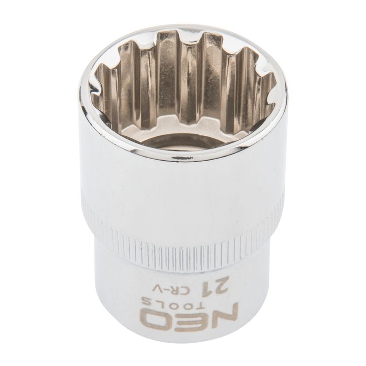 Cheie sferica tubulara Neo 08-595, 1/2 ", 21 mm, Otel, Crom